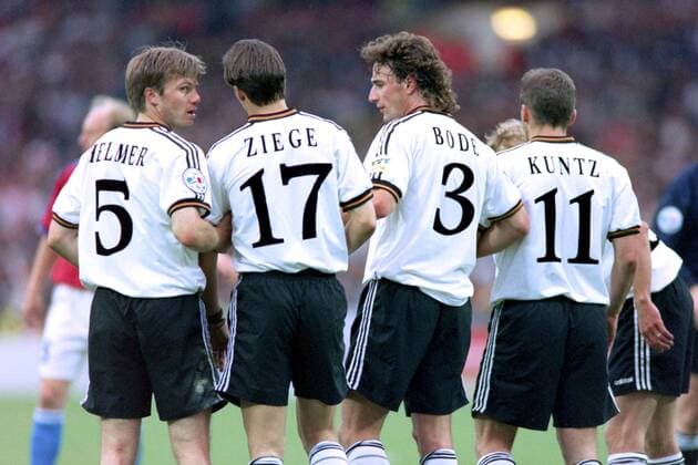 BODE Marco Team Germany with KUNTZ, ZIEGE, HELMER and SCHOLL UEFA European Football Championships 1996 in England Final Final, CZECH Republic Germany in Wembley Stadium on June 30, 1996 in London