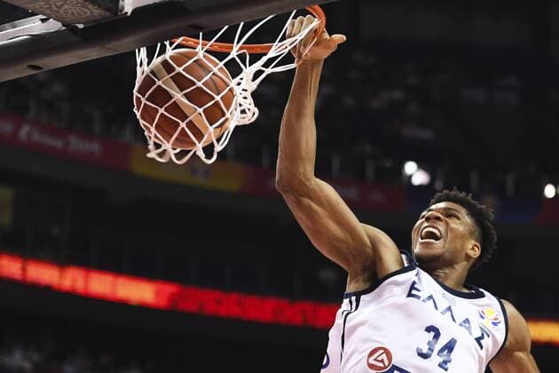 NANJING, CHINA - SEPTEMBER 05: Giannis Antetokounmpo 34 of Greece dunks during FIBA WM World Cup 2019 Group F match between Greece and New Zealand at Gymnasium of Youth Olympic Games, Olympische Spiele, Olympia, OS Park on September 5, 2019 in Nanjing, Jiangsu Province of China.  Copyright: xVCGx CFP111244917403 