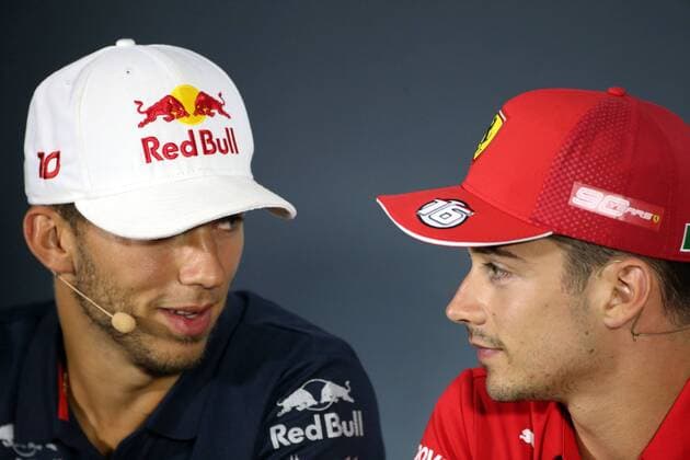 Photo4 LaPresse 05 09 2019 Monza, Italy Grand Prix Formula One Italia 2019 In the pic: Pierre Gasly (FRA) Scuderia Toro Rosso STR14 and Charles Leclerc (MON) Scuderia Ferrari SF90  Copyright: xPhoto4 LaPressex