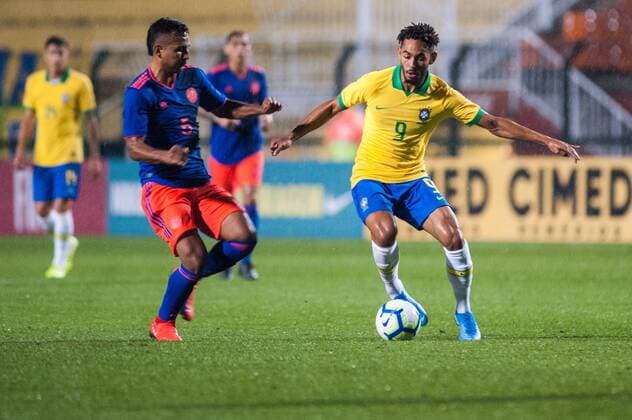 Brasil x Colômbia SÃO PAULO, SP - 05.09.2019: BRASIL X COLÔMBIA - Matheus Cunha from Brazil during the match between the Brazilian Olympic Team and the Colombia U-23 Team held at Pacaembu Stadium in São Paulo, SP. Friendly preparation for the Tokyo 2020 Olympics. (Photo: Maurício Rummens Fotoarena) x1790387x  MaurícioxRummens