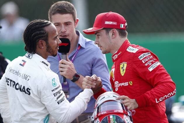 Motorsports: FIA Formula One World Championship, WM, Weltmeisterschaft 2019, Grand Prix of Italy, 44 Lewis Hamilton (GBR, Mercedes AMG Petronas Motorsport), 16 Charles Leclerc (MCO, Scuderia Ferrari Mission Winnow), Monza Italy