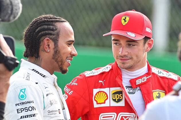 07 09 2019, xekx, Motorsport FIA Formula 1, Italian Grand Prix Qualifying emspor, v l 2 Lewis Hamilton Mercedes AMG Petronas , 1 Charles Leclerc Ferrari DFL DFB REGULATIONS PROHIBIT ANY USE OF PHOTOGRAPHS as IMAGE SEQUENCES and or QUASI VIDEO Monza eel-fotografie Eberhard Krieger