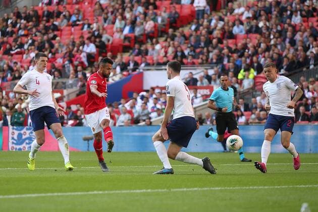 England v Bulgaria UEFA EURO, EM, Europameisterschaft,Fussball 2020 Qualifiers Wanderson of Bulgaria has a shot on goal during the UEFA Euro 2020 Qualifiers match at Wembley Stadium, London Content Not Available For UK Newspapers Copyright: xPaulxChestertonx FIL-13623-0034