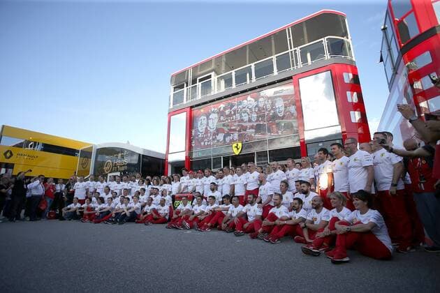 FORMULA 1 GRAN PREMIO HEINEKEN D ITALIA 2019 07 09 2019, Autodromo Nazionale di Monza, Monza, FORMULA 1 GRAN PREMIO HEINEKEN D ITALIA 2019, in the picture group picture of Ferrari for the 90th anniversary, with Sebastian Vettel GER 5 , Scuderia Ferrari Mission Winnow and Charles Leclerc MCO 16 , Scuderia Ferrari Mission Winnow nordphotoxBratic nph00250