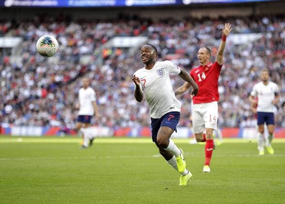 7th September 2019; Wembley Stadium, London, England; European Championships 2020 Qualifier, England versus Bulgaria; Raheem Sterling of England - Editorial Use Only.  ActionPlus12166025 JohnxPatrickxFletcher