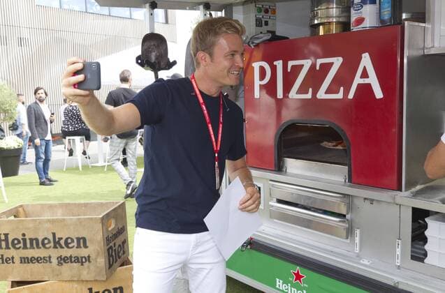 Monza, Italy - September 07, 2019: FIA Formula One World Championship, WM, Weltmeisterschaft Grand Prix of Italy with F1 Champion Nico Rosberg waiting for Pizza in the Paddock Monza: FIA Formula One World Championship, Grand Prix of Italy
