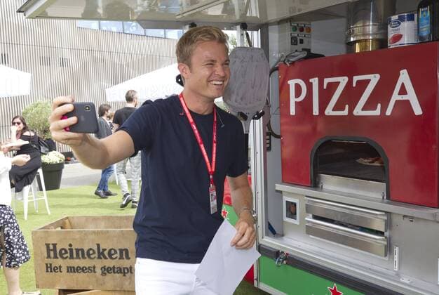Monza, Italy - September 07, 2019: FIA Formula One World Championship, WM, Weltmeisterschaft Grand Prix of Italy with F1 Champion Nico Rosberg waiting for Pizza in the Paddock Monza: FIA Formula One World Championship, Grand Prix of Italy