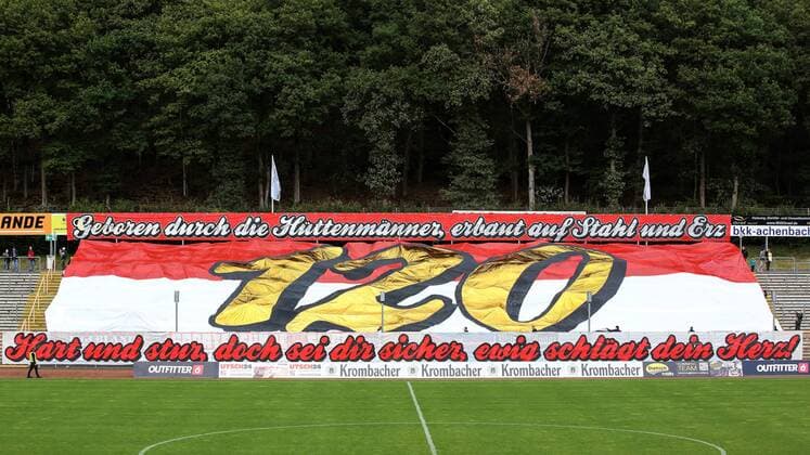 Choreography 120 years Sportfreunde Siegen Fussball Oberliga Westfalen, 5 matchday, Sportfreunde Siegen SV Westfalia Rhynern, on 07 09 2019 in Siegen Germany