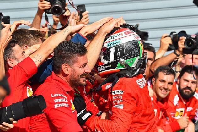 08 09 2019, xekx, Motorsport FIA Formula 1, Grand Prix of Italy Racing emspor, 1 place, winner, Charles Leclerc Ferrari , Ferrari celebrates the winner DFL DFB REGULATIONS PROHIBIT ANY USE OF PHOTOGRAPHS as IMAGE SEQUENCES and or QUASI VIDEO Monza eel-fotografie Eberhard Krieger