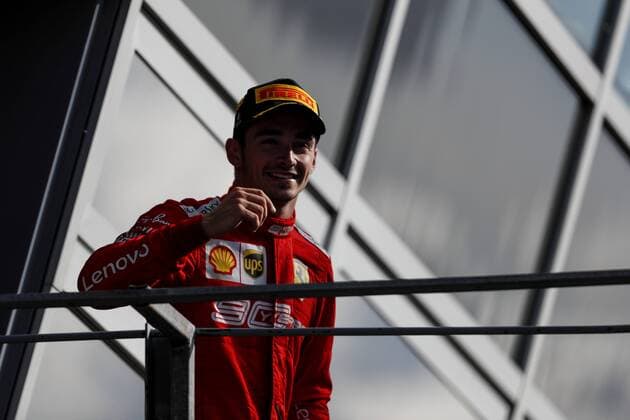 September 8, 2019, Monza, Italy: CHARLES LECLERC of Scuderia Ferrari on the podium after winning the Formula 1 Italian Grand Prix at Autodromo Nazionale Monza in Monza, Italy. 2019 Formula 1 Italian Grand Prix - Leclerc wins - ZUMAg147 20190908_zap_g147_009 Copyright: xJamesxGasperottix