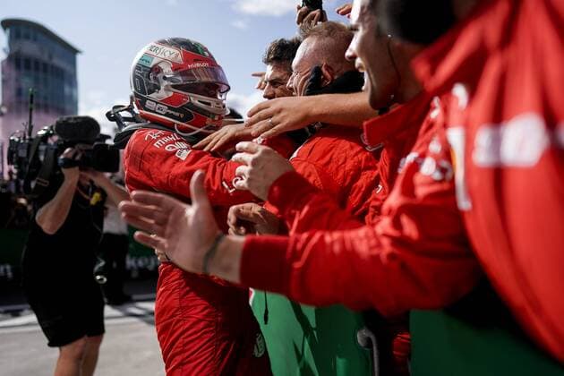 September 8, 2019, Monza, Italy: CHARLES LECLERC of Scuderia Ferrari celebrates after winning the Formula 1 Italian Grand Prix at Autodromo Nazionale Monza in Monza, Italy. 2019 Formula 1 Italian Grand Prix - Leclerc wins - ZUMAg147 20190908_zap_g147_006 Copyright: xJamesxGasperottix