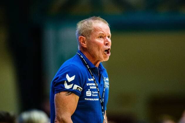 Coach Uwe Jungandreas Dessau Rosslauer HV 06 during the match in the 3 League Handball Men Season 2019 2020 between Dessau Rosslauer HV 06 and TV 05 07 Hüttenberg in the Anhalt Arena on 8 September 2019 in Dessau Rosslau, Saxony Anhalt, Germany