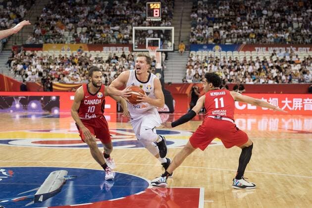 Basketball Shanghai 09 09 2019 FIBA Basketball World Championships World Cup World Championship Germany GER Canada CAN Andreas Obst Germany, No 42 KAJAMI KEANE Kaza Canada, No 10 NEMBHARD Andrew Canada, No 11