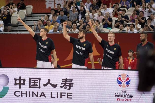 Basketball Shanghai 09 09 2019 FIBA Basketball World Championships World Cup World Championship Germany GER Canada CAN Johannes Voigtmann Germany, No 07 Danilo Barthel Germany, No 22 Nils Giffey Germany, No 05 Jubel