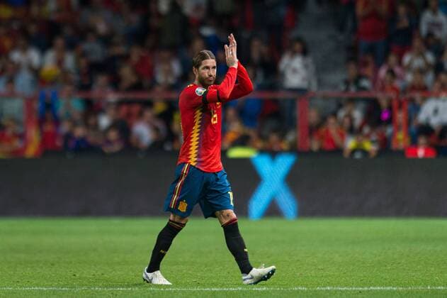 Gijon, Spain 08 09 2019, UEFA European Championship Qualification, Matchday 6, Group F, Spain Faeroer Islands, Sergio Ramos Spain gestures Gijon El Molinon Spain eu images 01059002123 eu-images-059