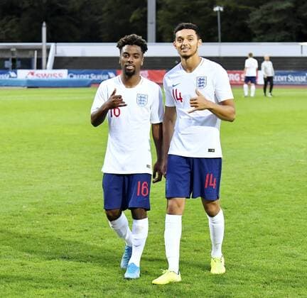 09 09 2019 Basel Football Men Season 2019 2020 International U 20 Switzerland England In picture 16 Angel Gomes 14 Andre Dozzell GBR Action