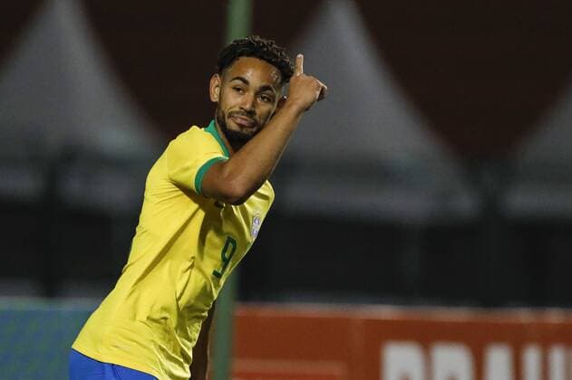 Brasil x Chile SÃO PAULO, SP - 09.09.2019: BRASIL X CHILE - Matheus Cunha celebrates his goal, the first in Brazil during the match between the Brazilian Olympic Team and the Chile U-23 Team held at Pacaembu Stadium in São Paulo, SP. Friendly preparation for the Tokyo 2020 Olympics. (Photo: Ricardo Moreira Fotoarena) x1792495x  RicardoxMoreira