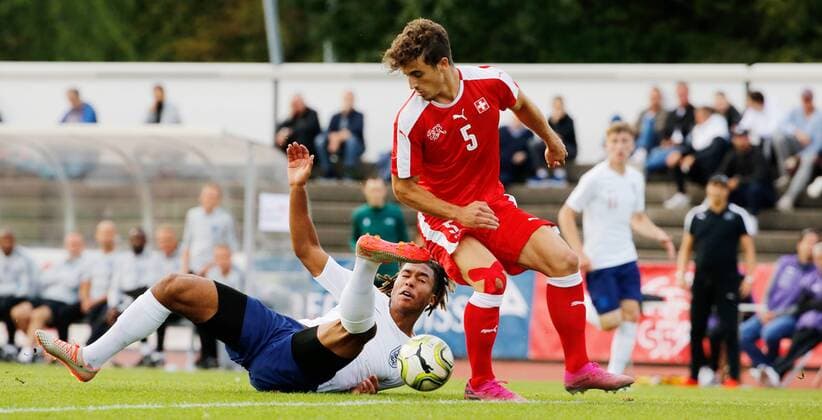 09 09 2019 Basel , SWITZERLAND , Season 2019 2020 Men Football International U20 Switzerland England Danny Loader li,England U20 vs Lindrit Kamberi Switzerland U20