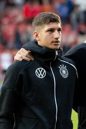 Wrexham, Wales 10 09 2019, UEFA European Championship Qualification, Group I, Wales U21 Germany U21, Vitaly Janelt GER Schaut, looks on Wrexham Racecourse Ground Wales United Kingdom eu images 01061010255 eu-images-061 DFL REGULATIONS PROHIBIT ANY USE OF PHOTOGRAPHS AS IMAGE SEQUENCES AND OR QUASI-VIDEO.