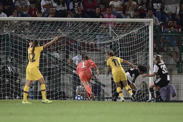 Photo LaPresse - Fabio Ferrari September 11, 2019 Alessandria ( Italy ) Women s Champions League - Juventus Women vs Futbol Club Barcelona - Round of 16 - roundtrip- Giuseppe Mocagatta Stadium of Alessandria. in the pic:Putellas( Futbol Club Barcellona ) celebrates after gol 0-1  Copyright: xLaPresse FabioxFerrarix