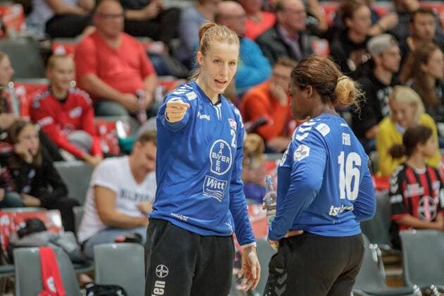 1 Women Handball Bundesliga, TSV Bayer 04 Leverkusen Neckarsulmer SU, Leverkusen, 11 9 2019 Nele Kurzke TSV Bayer 04 Leverkusen , Vanessa Fehr TSV Bayer 04 Leverkusen , TSV Bayer 04 Leverkusen Neckarsulmer SU on 11 9 2019 in the Ostermann Arena, Leverkusen Copyright: xBEAUTIFULxSPORTS MarcxJungex