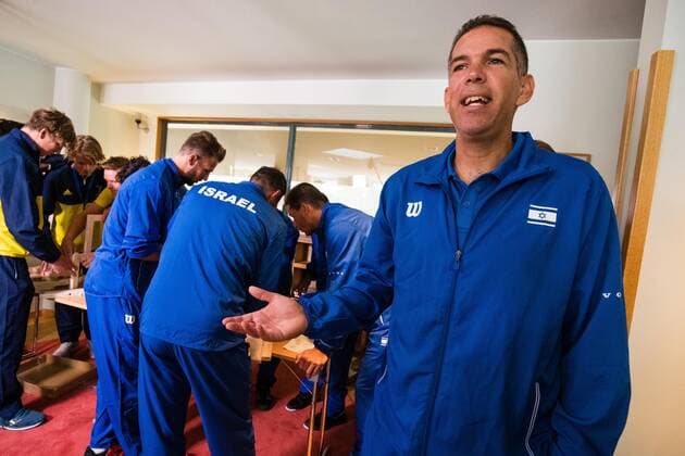 2019 Davis Cup Sweden v Israel 190912 Captain Harel Levy ISR a ahead of the draw ceremony on September 12, 2019 in Stockholm,  Copyright: ANDREASxLxERIKSSON BB190912AE026