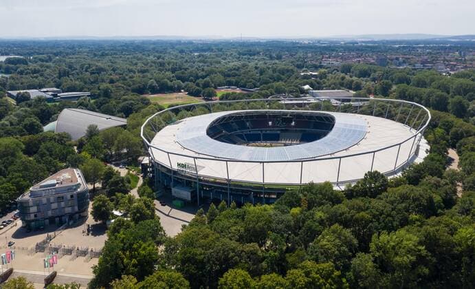 Hanover, 25 07 2019 HDI Arena Hanover 96 Stadium Lower Saxony Stadium Drone Photo Aerial Photo Hanover Lower Saxony Germany