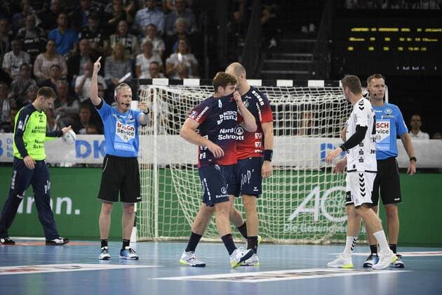 Time penalty for Johannes Golla SG Flensburg Handewitt , Handball Bundesliga, Liqui Moly HBL, Men, 5 Matchday, THW Kiel vs SG Flensburg Handewitt, 12 09 19 Kiel Sparkassen Arena Schleswig Holstein Germany