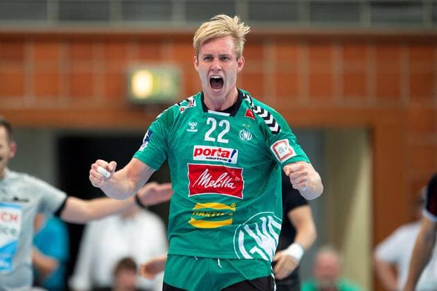 Minden, Germany 12 09 2019 1 Handball Bundesliga 2019 2020 GWD Minden vs The Owls Ludwigshafen Marian Michalczik Minden Minden North Rhine-Westphalia Germany Kampa Halle