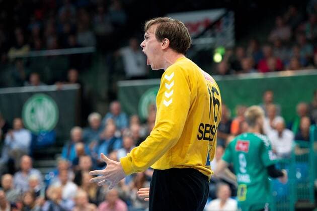 Minden, Germany 12 09 2019 1 Handball Bundesliga 2019 2020 GWD Minden vs The Owls Ludwigshafen Malte Semisch Minden Minden North Rhine-Westphalia Germany Kampa Halle
