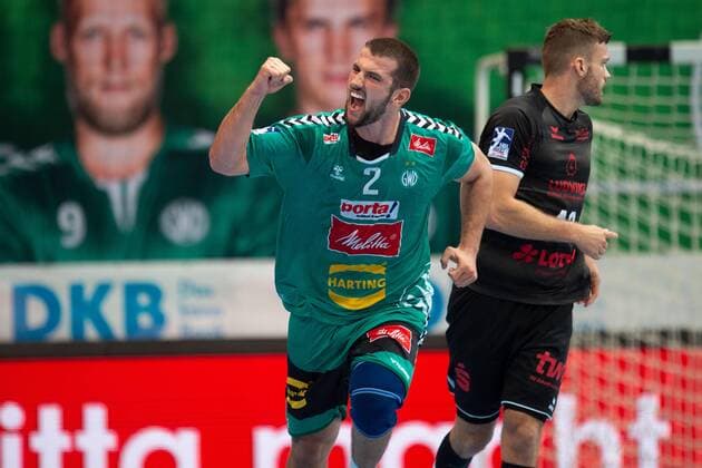Minden, Germany 12 09 2019 1 Handball Bundesliga 2019 2020 GWD Minden vs Die Eulen Ludwigshafen Lucas Meister Minden Minden North Rhine-Westphalia Germany Kampa Halle