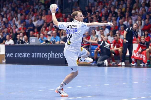 12 09 2019, xtgx, Handball Luqui Moly HBL, MT Melsungen SC Magdeburg emspor, v l Daniel Pettersson Magdeburg, 11 scores goal, scorer, scored goal, scores the goal Kassel