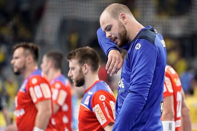 Mike Jensen Goalkeeper, HBW, 20 , disappointed looking, disappointment, frustration, disappointed, pessimistic, 12 09 2019, Mannheim, handball, Bundesliga, Rhein Neckar Löwen HBW Balingen Weilstetten xozx