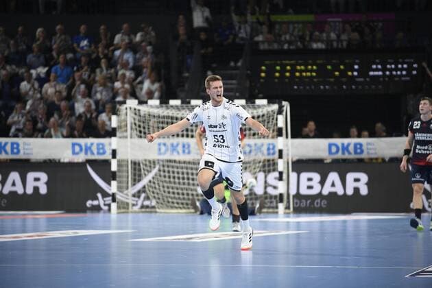 Jubilation at Nikola Bilyk THW Kiel , Handball Bundesliga, Liqui Moly HBL, Men, 5 Matchday, THW Kiel vs SG Flensburg Handewitt, 12 09 19 Kiel Sparkassen Arena Schleswig Holstein Germany