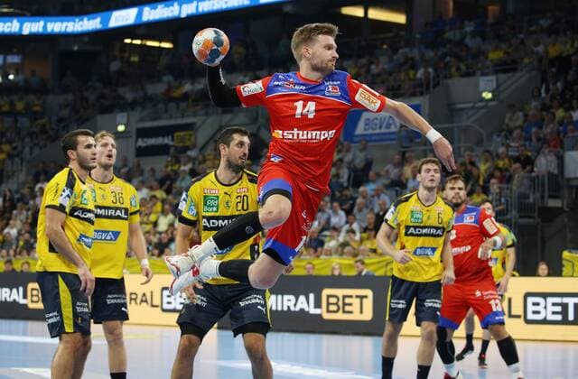 Handball, 1 Bundesliga Rhein Neckar Löwen HBW Balingen Weilstetten, 5 Matchday on 12 09 2019, Season 2019 20, ZmdZ, Oddur Gretarsson 14, Balingen Weilstetten , Rhein Neckar Löwen HBW Balingen Weilstetten