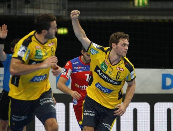 Handball, 1 Bundesliga Rhein Neckar Löwen HBW Balingen Weilstetten, 5 Matchday on 12 09 2019, Season 2019 20, ZmdZ, goal celebration Niclas Kirkelokke 6, Rhein Neckar Löwen , Rhein Neckar Löwen HBW Balingen Weilstetten