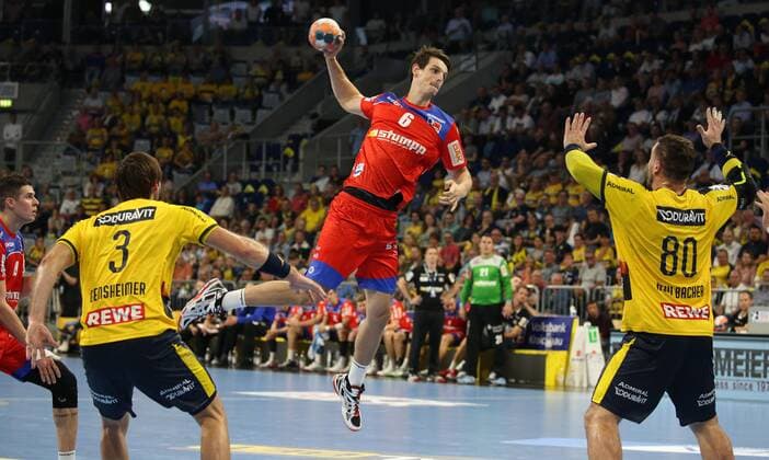 Handball, 1 Bundesliga Rhein Neckar Löwen HBW Balingen Weilstetten, 5 Matchday on 12 09 2019, Season 2019 20, ZmdZ, Filip Taleski 6, Balingen Weilstetten , Rhein Neckar Löwen HBW Balingen Weilstetten