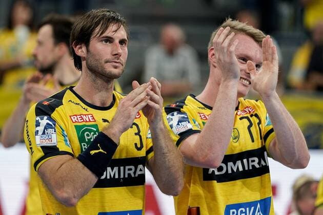 v li Uwe Gensheimer RNL, 3 , Tim Ganz RNL, 77 , Jubilation after the final whistle, victory, winner, winner, cheers, jubilation, joy, optimistic, highlight, action, action, 12 09 2019, Mannheim, handball, Bundesliga, Rhein Neckar Löwen HBW Balingen Weilstetten xozx