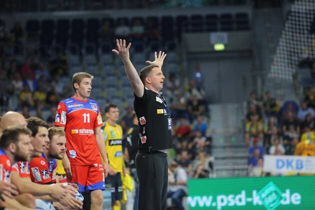 Jens Buerkle coach HBW Balingen at the game Rhein Neckar Loewen vs HBW Balingen Weilstetten in the 1 Handball Bundesliga on 11 09 2019, Rhein Neckar Loewen vs HBW Balingen, Handball, 1 Handball Bundesliga, 12 09 2019, Mannheim Copyright: xEIBNER MichaelxBermelx EP_eer