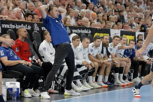 1 Handball Bundesliga THW Kiel Flensburg Handewitt, Kiel, 12 9 2019 Trainer Filip Jacha THW Kiel furiously furious Copyright: xBEAUTIFULxSPORTS DRPx