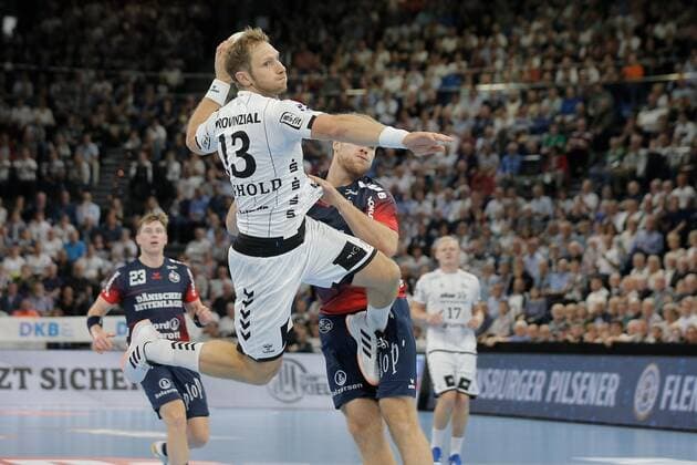 1 Handball Bundesliga THW Kiel Flensburg Handewitt, Kiel, 12 9 2019 Steffen Weinhold Kiel, 13 Single Action Action Whole Figure Single Cut Out Copyright: xBEAUTIFULxSPORTS DRPx