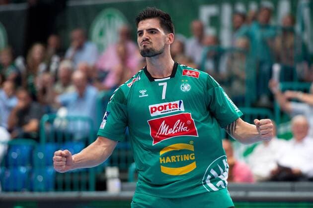 Minden, Germany 12 09 2019 1 Handball Bundesliga 2019 2020 GWD Minden vs The Owls Ludwigshafen Savvas Savvas Minden Minden North Rhine-Westphalia Germany Kampa Halle