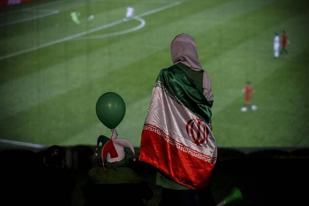 June 25, 2018, Tehran, Iran: Iranian women gather for a public viewing event at Azadi (freedom) Stadium in Tehran, Iran. to watch the 2018 FIFA World Cup, WM, Weltmeisterschaft, Fussball Russia Group B match between Iran and Portugal. Women are banned from attending male sporting events in Iran. Iran v Portugal : Group B-2018 FIFA World Cup Russia - ZUMAf146 20180625_zip_f146_013 Copyright: xRouzbehxFouladix