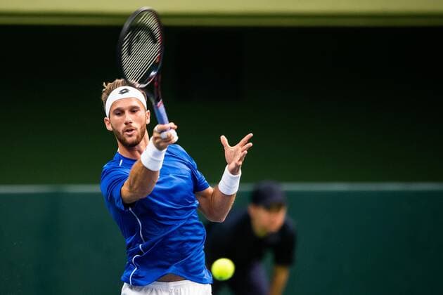 2019 Davis Cup Sweden v Israel 190913 Edan Leshem ISR during the Davis Cup qualification tennis match between Sweden and Israel on September 13, 2019 in Stockholm,  Copyright: JOHANNAxLUNDBERG BB190913JL007