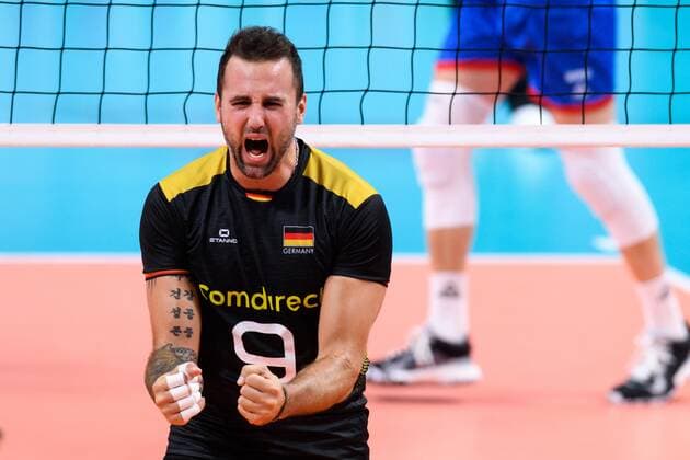 13 09 2019, Paleis 12, Brussels Brussels Volleyball, European Championship, Germany GER vs. Serbia SRB Jubel Georg Grozer 9 GER