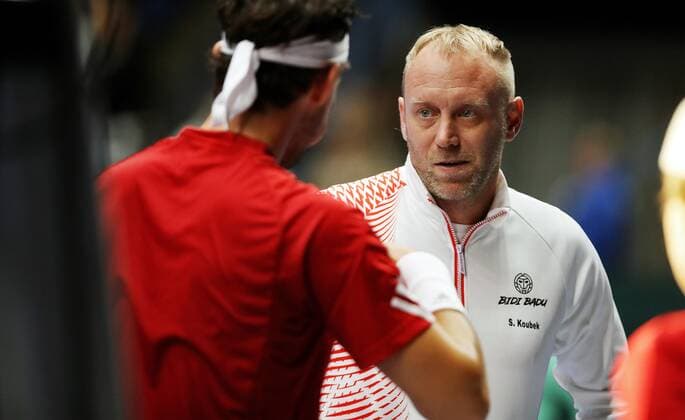 TENNIS - Davis Cup, FIN vs AUT ESPOO,FINLAND,13.SEP.19 - TENNIS - ITF Davis Cup, first round, Finland vs Austria. Image shows Dominic Thiem and captain Stefan Koubek (AUT). GEPAxpictures xMatthiasxHauer