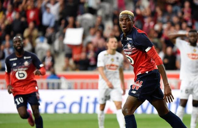 Fußball, OSC Lille - SCO Angers But de Victor Osimhen ( LOSC ) FOOTBALL : Lille OSC vs Angers SCO - Ligue 1 - Lille - 13 09 2019 FedericoPestellini Panoramic 