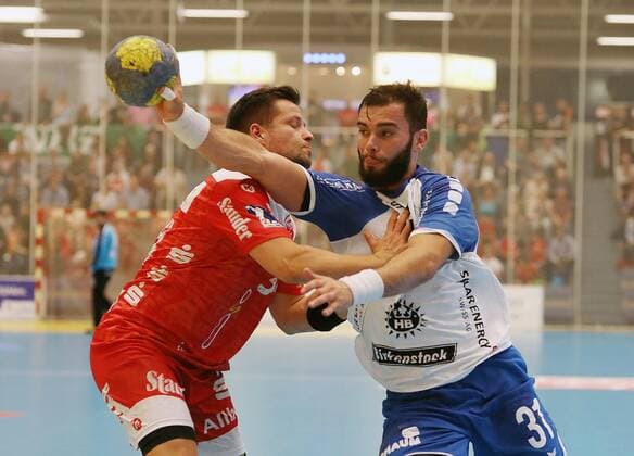 Bjoern Zintel 31 Huettenberg ,Jonas Ellwanger 3 GER,Handball,2 Bundesliga, Tusem Essen TV Huetenberg ,Essen, Stadion Am Hallo Essen Copyright: xEIBNER RonaldxBrendelx EP_RBL
