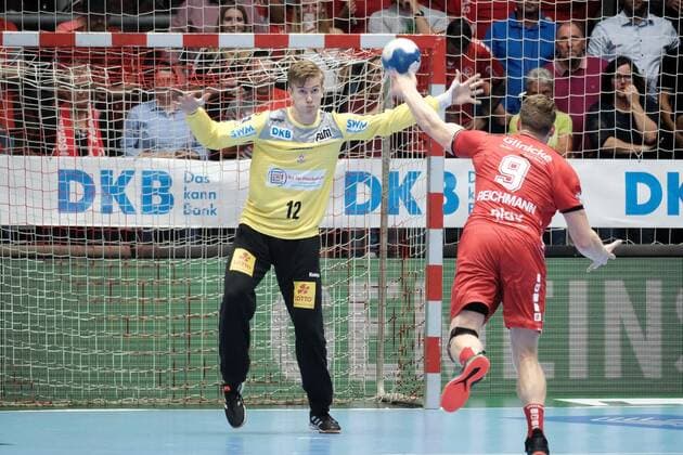 12 09 2019 xkhx Melsungen Handball Bundesliga Season 2019 2020 MT Melsungen against SC Magdeburg Tobias Thulin Magdeburg against Tobias Reichmann 9, MT Melsungen