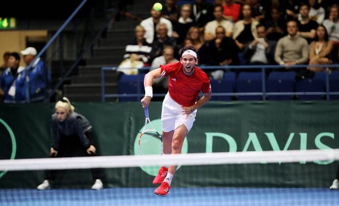 TENNIS - Davis Cup, FIN vs AUT ESPOO,FINLAND,14.SEP.19 - TENNIS - ITF Davis Cup, first round, Finland vs Austria. Image shows Dominic Thiem (AUT). GEPAxpictures xMatthiasxHauer